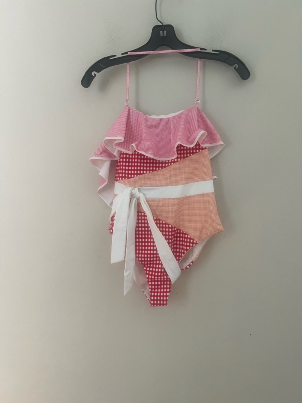 Marysia Swim Pink & White Gingham Ruffle Bandeau One-Piece - Picture 6 of 12